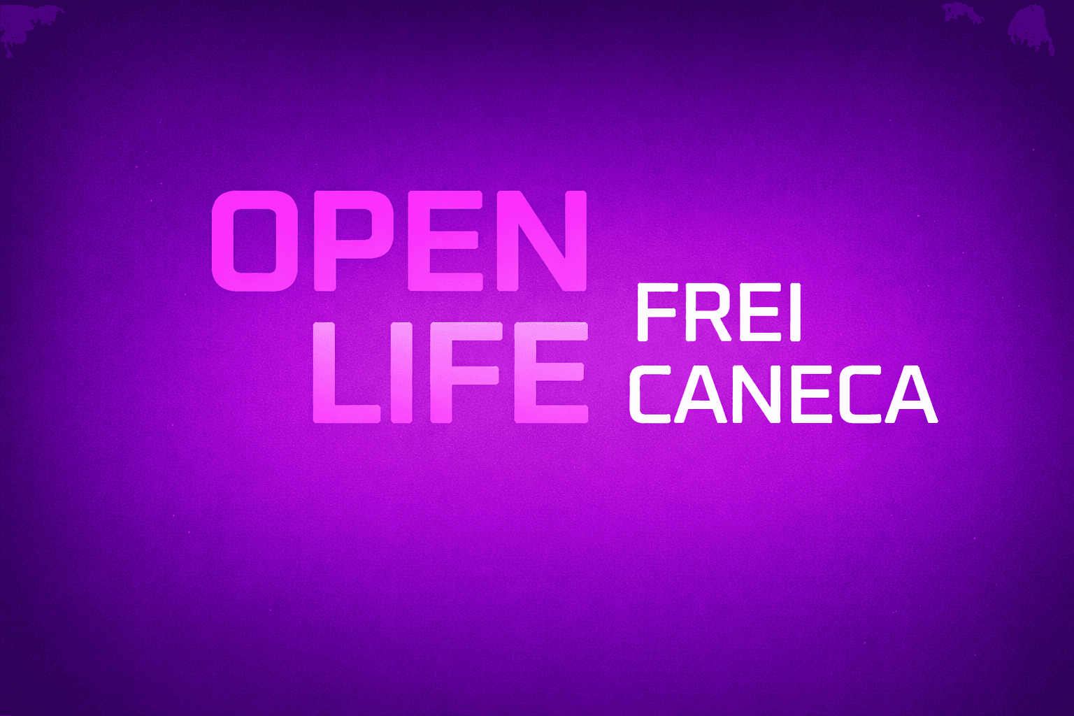 Imagem com o logotipo Open Life Frei Caneca sobre fundo roxo
